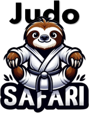 Ein Tier im Judoanzug und Schriftzug "Judo Safari"